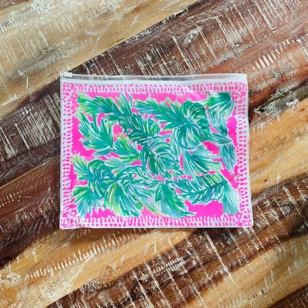 Lilly Pulitzer zipper bag pouch organizer in suite views palm tree print 9.5 x 1